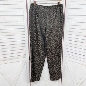 Vintage Allison Taylor Ditsy Floral Satin Brocade Ankle Pants Black Purple 8
